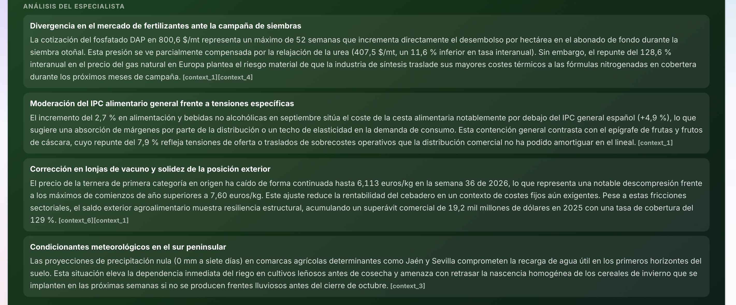 Briefing Agroalimentario: análisis del especialista sobre fertilizantes, precios, comercio y condiciones meteorológicas