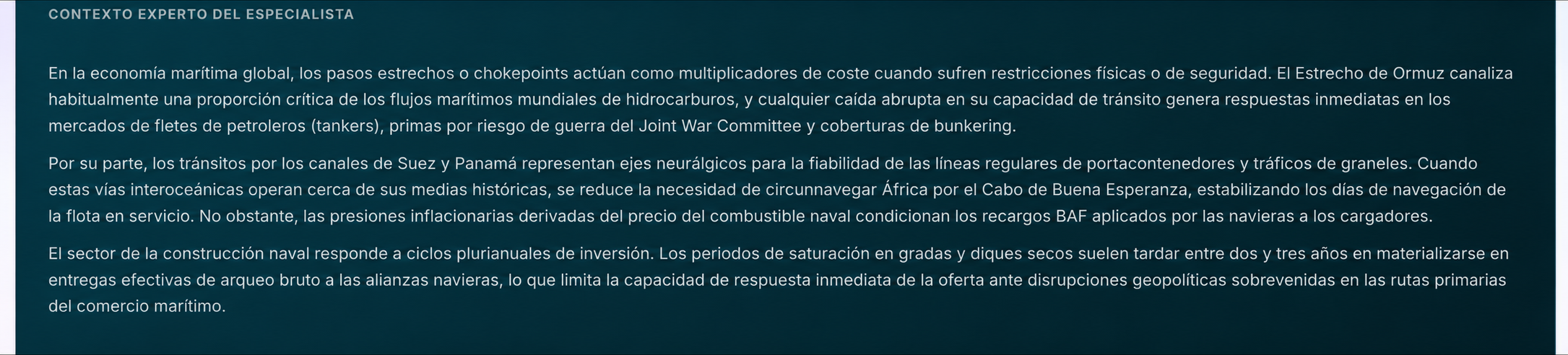 Briefing Marítimo: contexto experto del especialista sobre rutas, transporte y construcción naval