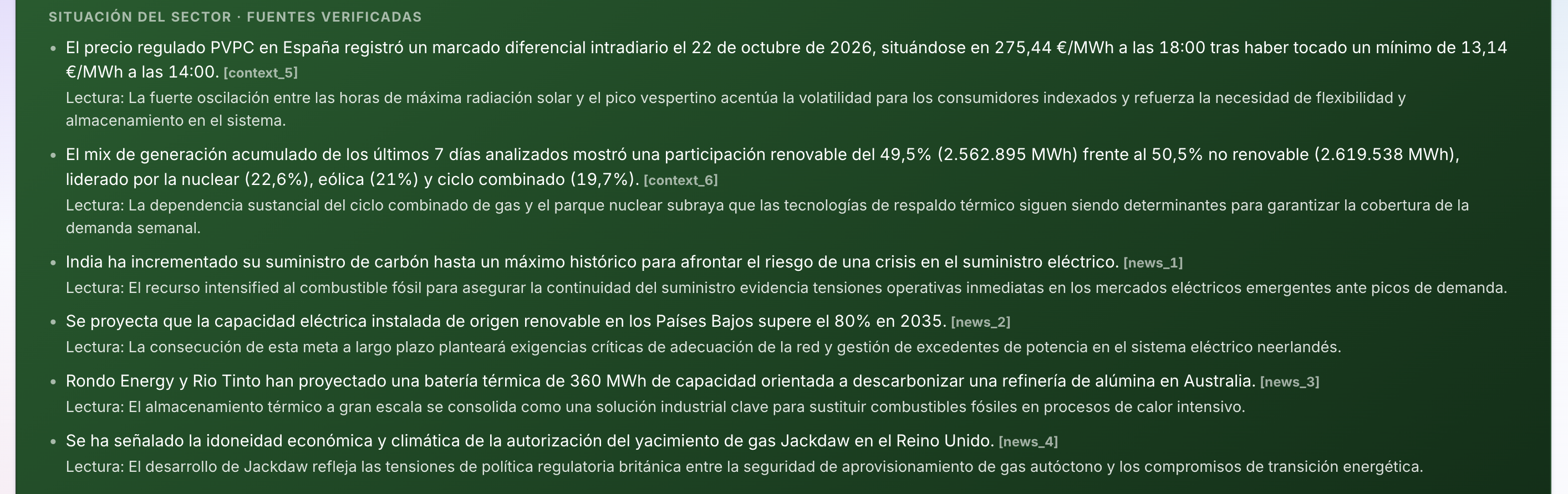 Briefing de Energía: situación del sector con datos, lecturas y referencias a las fuentes